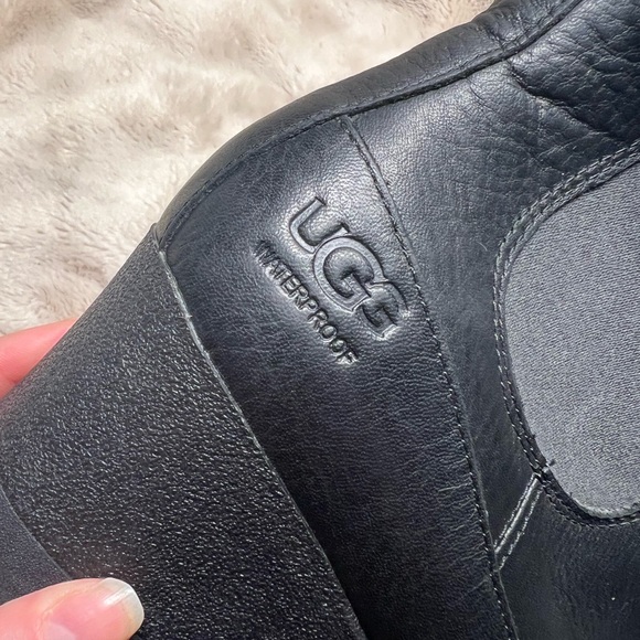 UGG Women's Arleta waterproof leather ankle wedge boots in black size 12 - Picture 6 of 9
